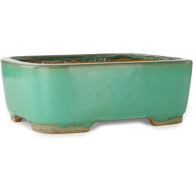 Ovaler türkisfarbener Bonsai-Topf von Yamafusa – 315 x 240 x 113 mm