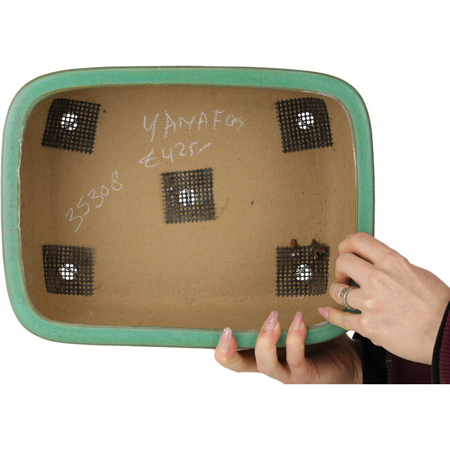 Maceta ovalada turquesa para bonsái de Yamafusa - 315 x 240 x 113 mm