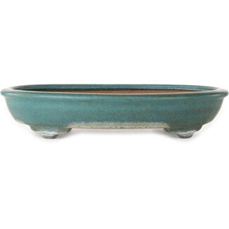  Reihou (Bonsai Matsushita Hiroyuki or Mr.MATSUSHITA Reiji    Master) 423 mm oval turquoise bonsai pot by Reiho, Tokoname, Japan
