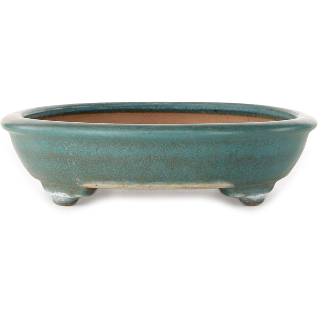Oval turquoise bonsai pot by Reiho - 423 x 330 x 80 mm