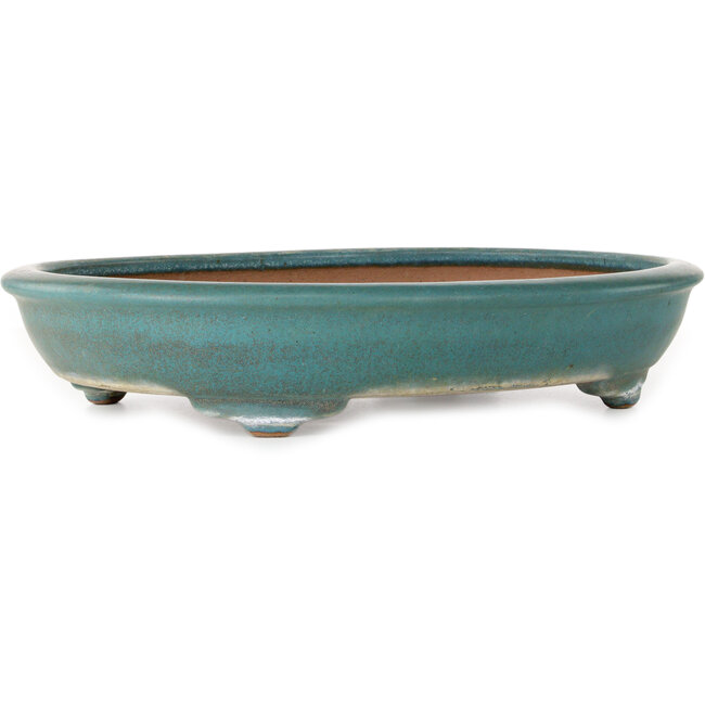 Oval turquoise bonsai pot by Reiho - 423 x 330 x 80 mm