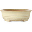 Ovale gebroken witte craquelé bonsaipot van Yamafusa - 352 x 277 x 87 mm