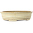 Oval off-white craquelé bonsai pot by Yamafusa - 352 x 277 x 87 mm
