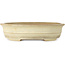 Oval off-white craquelé bonsai pot by Yamafusa - 352 x 277 x 87 mm