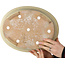Ovaler, cremefarbener Craquelé-Bonsaitopf von Yamafusa – 352 x 277 x 87 mm