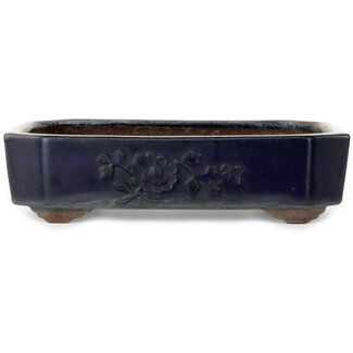  Yamaaki 318 mm rechteckige dunkelblaue Bonsaischale von Yamaaki, Tokoname, Japan