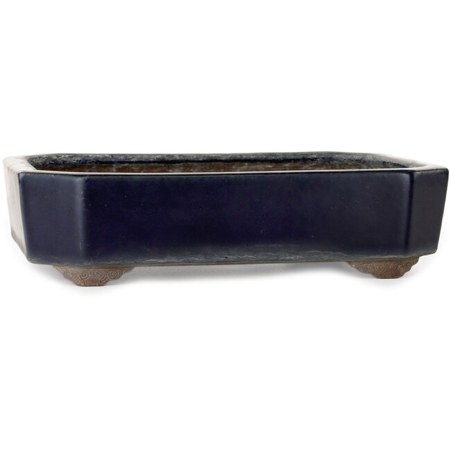 Pot à bonsaï rectangulaire bleu foncé de Yamaaki - 318 x 243 x 78 mm