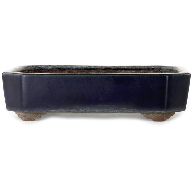 Pot à bonsaï rectangulaire bleu foncé de Yamaaki - 318 x 243 x 78 mm