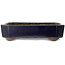Pot à bonsaï rectangulaire bleu foncé de Yamaaki - 318 x 243 x 78 mm