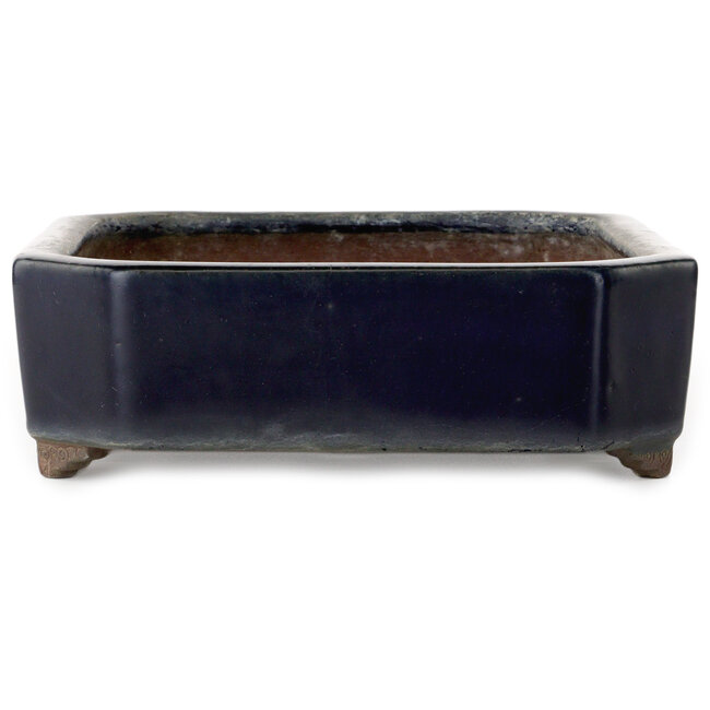 Pot à bonsaï rectangulaire bleu foncé de Yamaaki - 318 x 243 x 78 mm