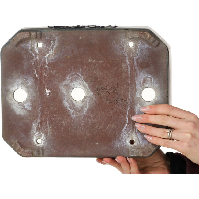 Oval dark blue bonsai pot by Yamaaki - 318 x 243 x 78 mm