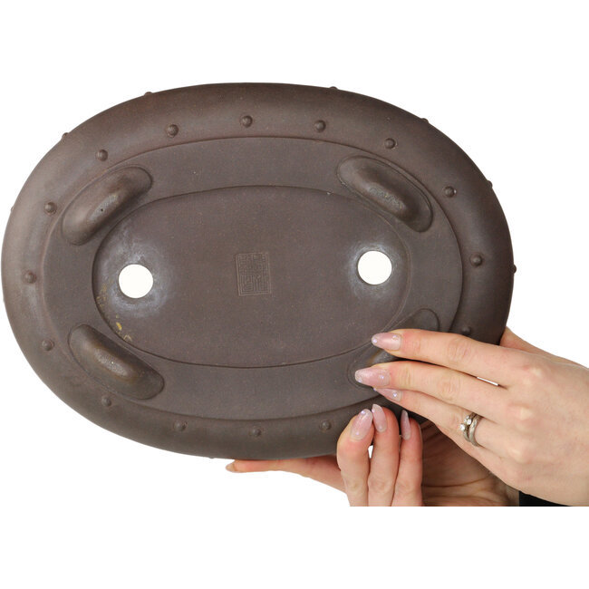 Oval unglazed bonsai pot - 290 x 210 x 60 mm