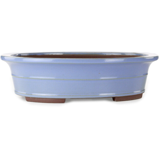 Pot à bonsaï ovale bleu de Yamaaki - 450 x 360 x 120 mm
