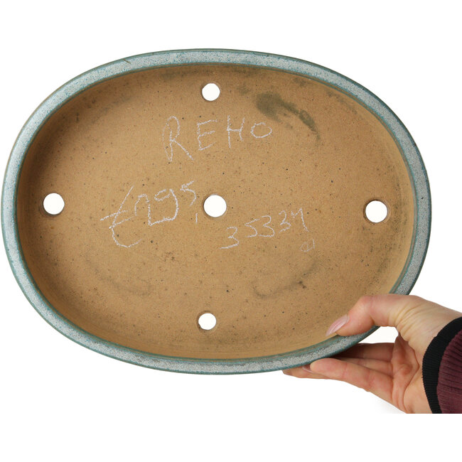 Maceta ovalada turquesa para bonsái de Reiho - 288 x 219 x 50 mm