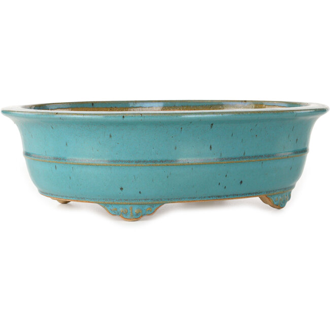 Vaso bonsai ovale turchese di Reiho - 350 x 272 x 103 mm