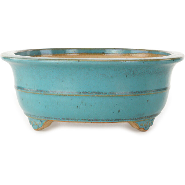 Pot à bonsaï ovale turquoise de Reiho - 350 x 272 x 103 mm