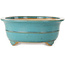 Oval turquoise bonsai pot by Reiho - 350 x 272 x 103 mm