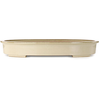 Seizan (Reihou, Kataoka Katsushi, master Seizan kiln) 640 mm oval off-white bonsai pot by Seizan (Reihou, Kataoka Katsushi, master Seizan kiln), Tokoname, Japan