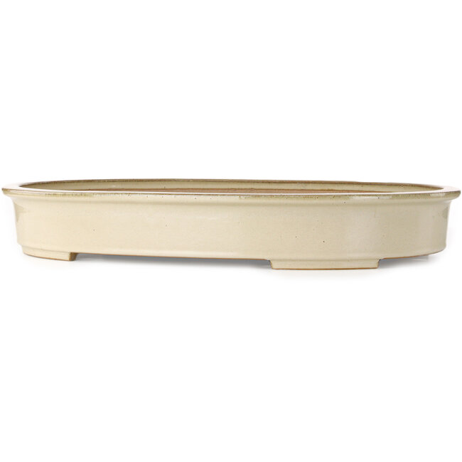 Pot à bonsaï ovale blanc cassé par Seizan (Reihou, Kataoka Katsushi, maître four Seizan) - 640 x 452 x 95 mm