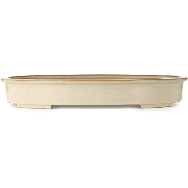 Ovale gebroken witte bonsaipot van Seizan (Reihou, Kataoka Katsushi, meester Seizan oven) - 640 x 452 x 95 mm