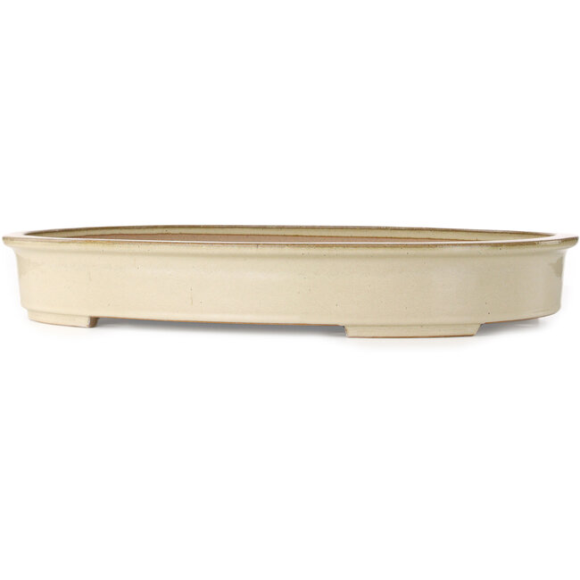 Pot à bonsaï ovale blanc cassé par Seizan (Reihou, Kataoka Katsushi, maître four Seizan) - 640 x 452 x 95 mm