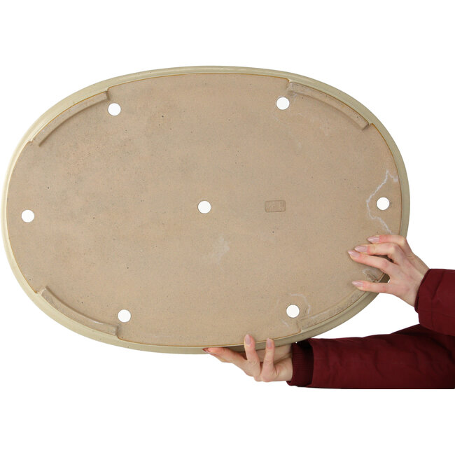 Ovale gebroken witte bonsaipot van Seizan (Reihou, Kataoka Katsushi, meester Seizan oven) - 640 x 452 x 95 mm