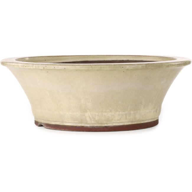 Ronde, gebroken witte bonsaipot van Yamaaki - 463 x 463 x 155 mm