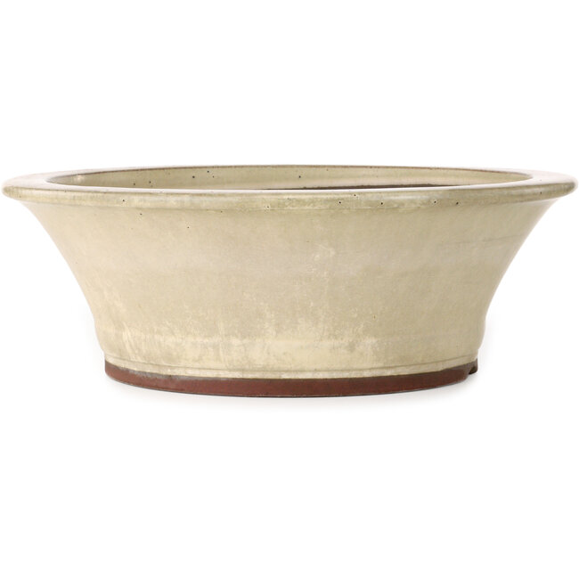 Round off-white bonsai pot by Yamaaki - 463 x 463 x 155 mm
