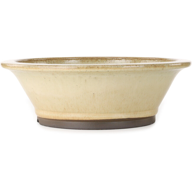 Round off-white bonsai pot by Yamaaki - 450 x 450 x 138 mm