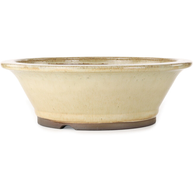 Ronde, gebroken witte bonsaipot van Yamaaki - 450 x 450 x 138 mm