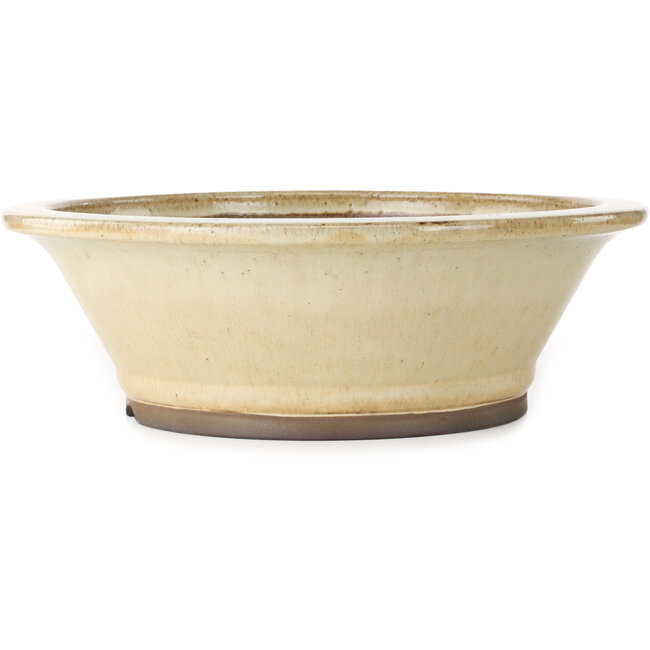 Round off-white bonsai pot by Yamaaki - 450 x 450 x 138 mm