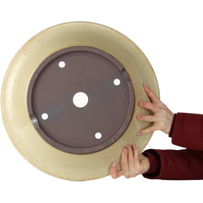 Pot à bonsaï rond blanc cassé de Yamaaki - 450 x 450 x 138 mm