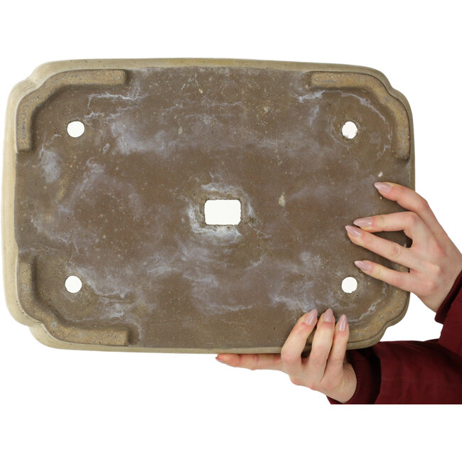 Mokko gebroken witte bonsaipot van Shuhou - 422 x 297 x 75 mm