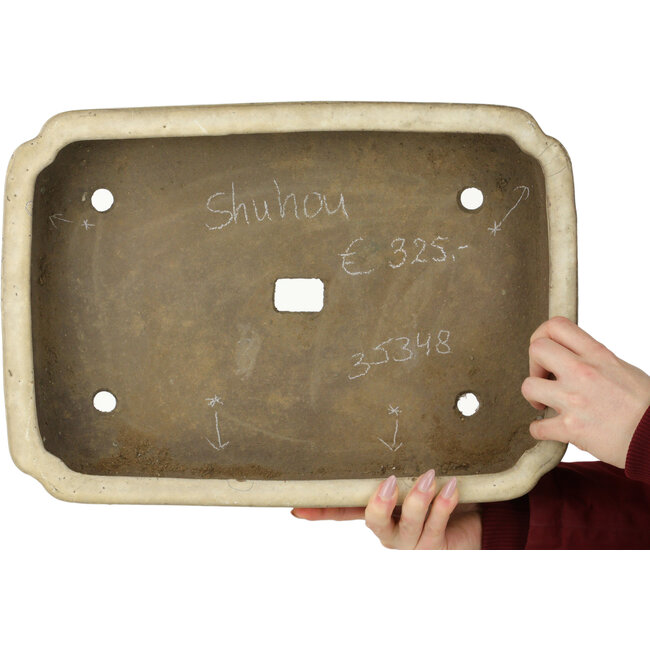 Pot à bonsaï Mokko blanc cassé de Shuhou - 422 x 297 x 75 mm