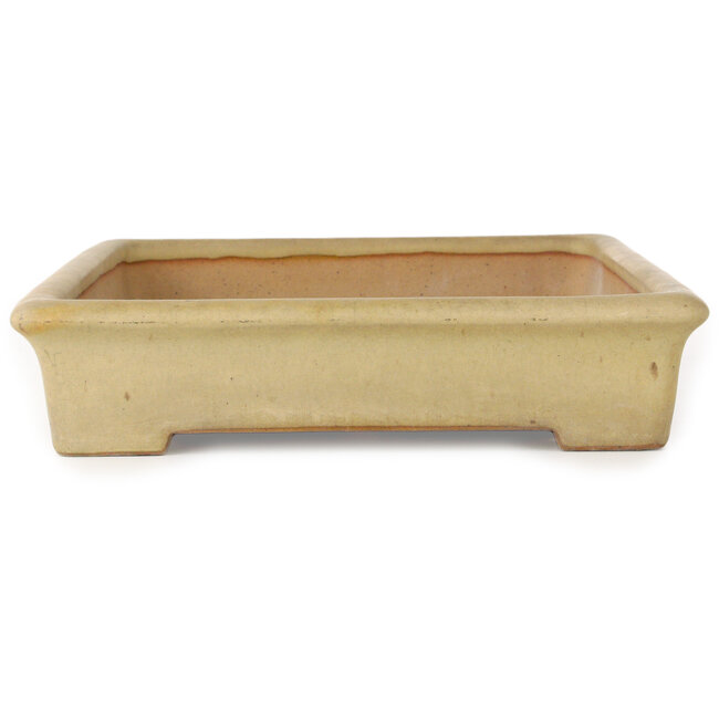 Pot à bonsaï rectangulaire blanc cassé par Seizan (Reihou, Kataoka Katsushi, maître four Seizan) - 383 x 258 x 57 mm