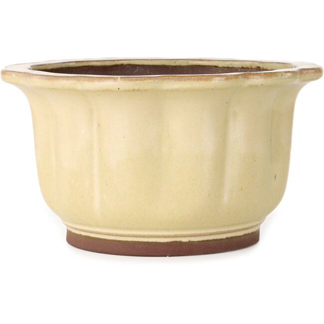 Lotus off-white bonsai pot by Yamaaki - 283 x 283 x 154 mm