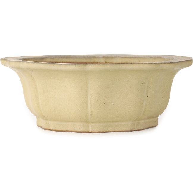 Lotus gebroken witte bonsaipot van Seizan (Reihou, Kataoka Katsushi, meester Seizan oven) - 252 x 252 x 90 mm