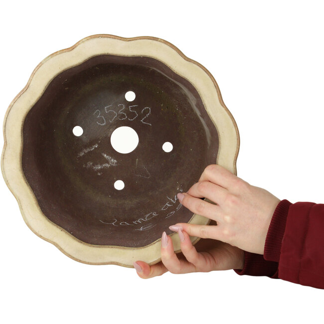 Pot à bonsaï Lotus blanc cassé de Yamaaki - 283 x 283 x 154 mm