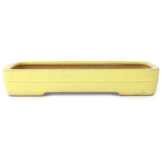  Yamafusa - Takehiko Koie Pot à bonsaï rectangulaire jaune de 357 mm, fabriqué par Yamafusa, Tokoname, Japon