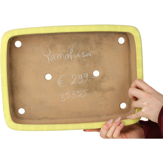 Rechthoekige gele bonsaipot van Yamafusa - 357 x 263 x 58 mm