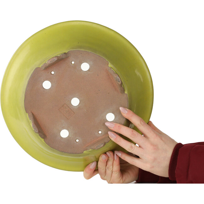 Pot à bonsaï rond jaune de Gyouzan - 315 x 315 x 110 mm