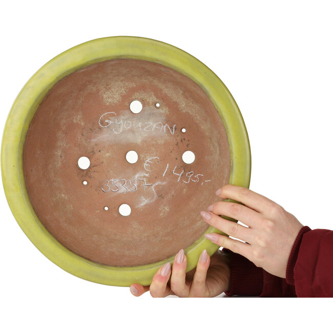Pot à bonsaï rond jaune de Gyouzan - 315 x 315 x 110 mm