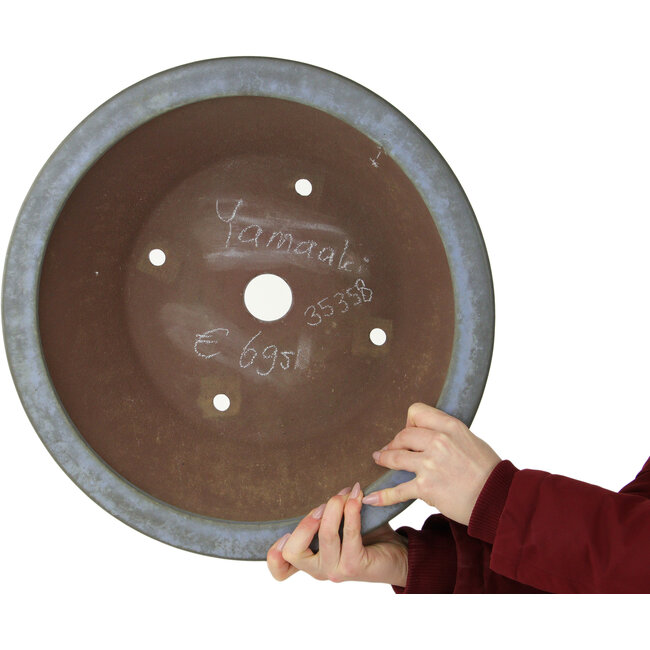 Ronde blauwe bonsaipot van Yamaaki - 445 x 445 x 147 mm
