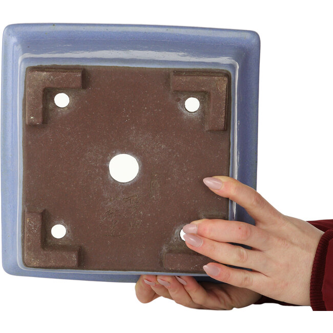 Vierkante blauwe bonsaipot van Yamaaki - 238 x 238 x 105 mm