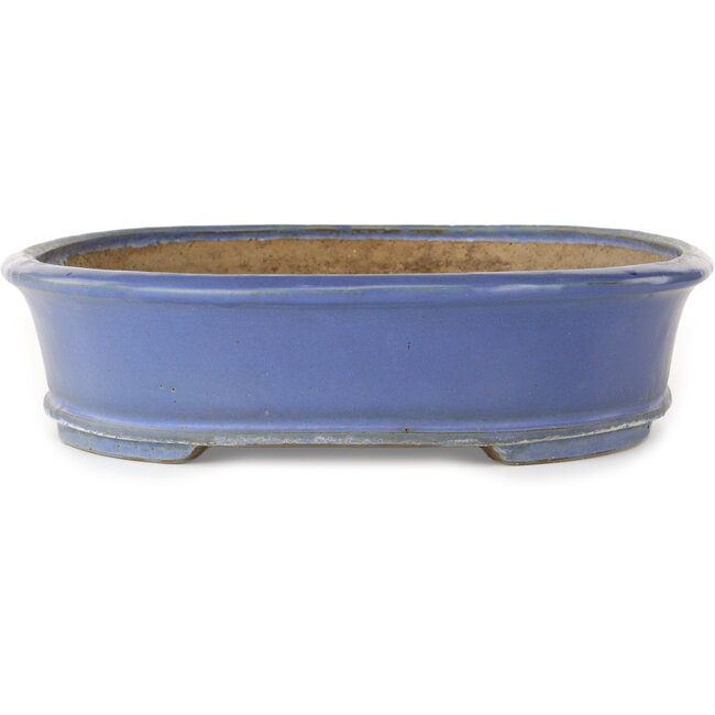 Pot ovale bleu pour bonsaï de Shuhou - 385 x 305 x 75 mm