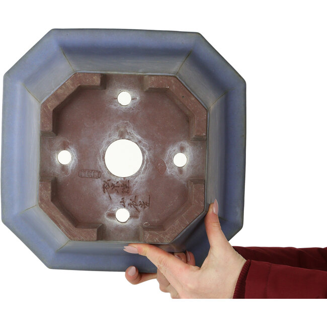 Pot à bonsaï carré bleu de Yamaaki - 320 x 320 x 195 mm