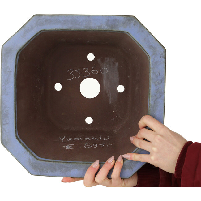 Pot à bonsaï carré bleu de Yamaaki - 320 x 320 x 195 mm