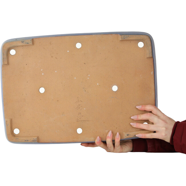 Maceta rectangular azul para bonsái de Yamafusa - 473 x 332 x 72 mm
