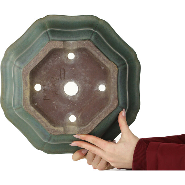 Pot à bonsaï vert lotus de Yamaaki - 355 x 355 x 137 mm