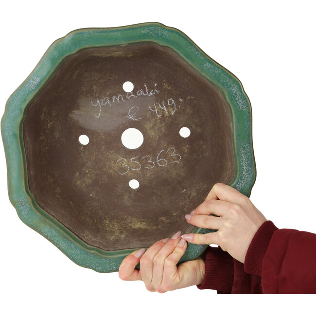 Lotus green bonsai pot by Yamaaki - 355 x 355 x 137 mm